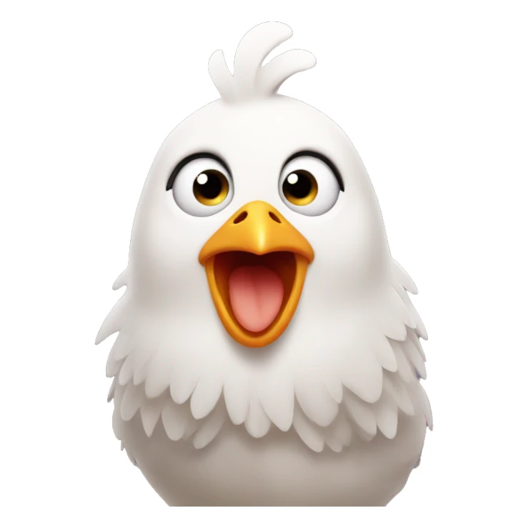 Cute chicken with surprised expression and exclamation mark hovering over head sticker