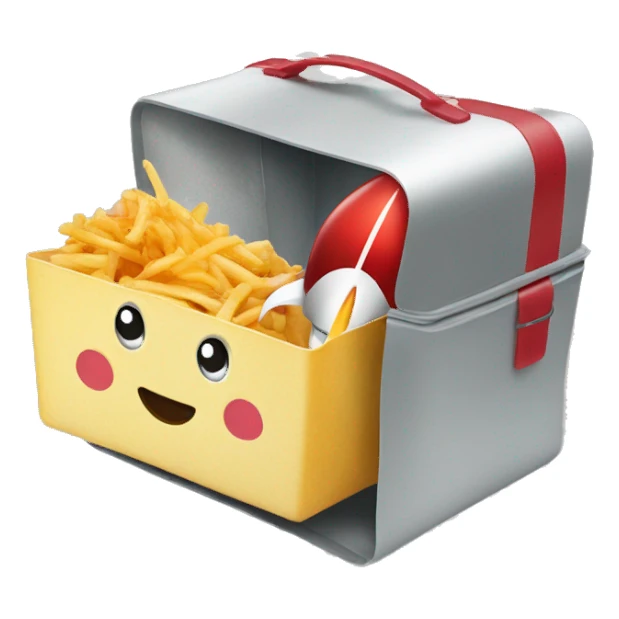 build a square lunchbox with a rocket on it sticker