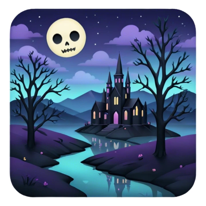 goth  eerie pastel night landscape  sticker
