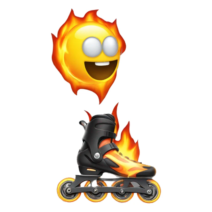 Rollerblade in line with wheels on fire sticker