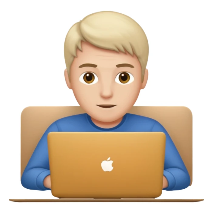 a fair man working on laptop , front view sticker