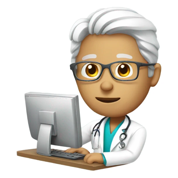 Doctor working on a computer  sticker