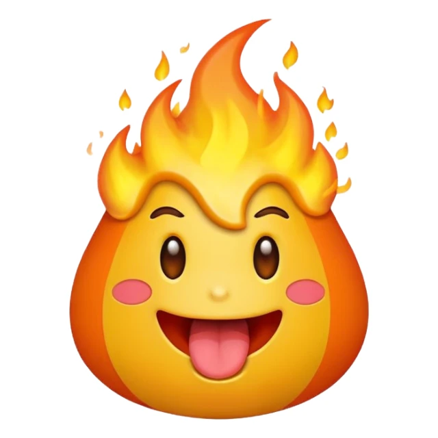 Fire sticking tongue out sticker