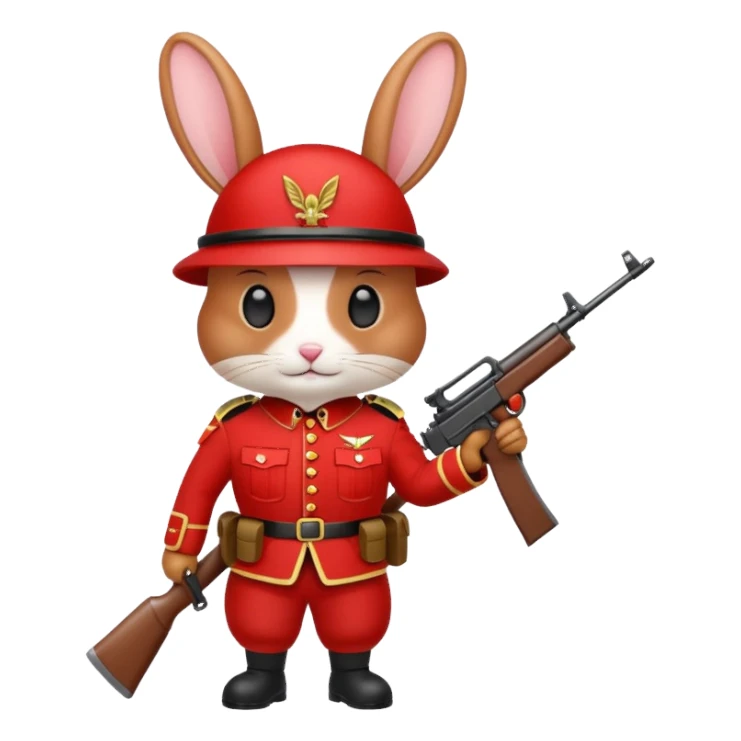 red rabbit with soldier costume sticker