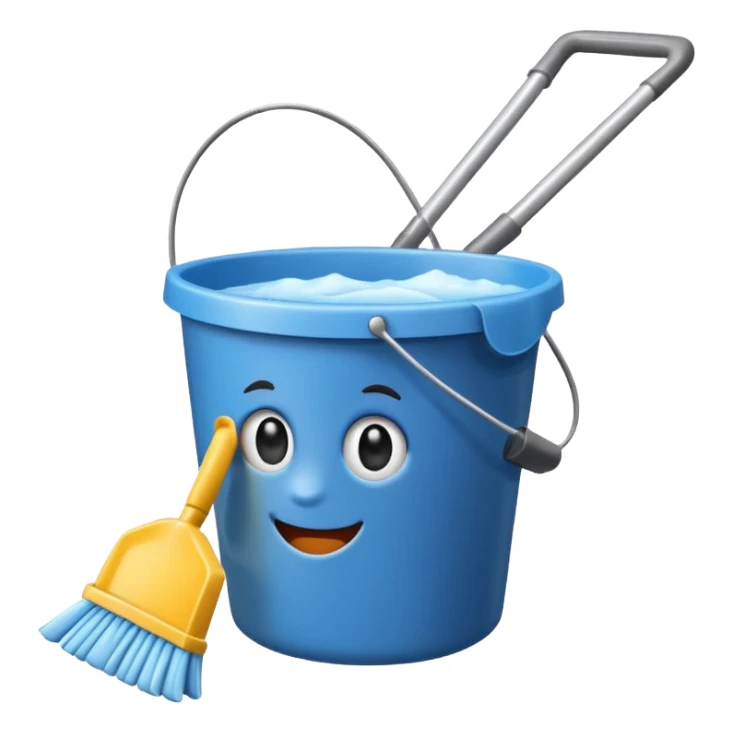 bucket filled cleaning equipments sticker