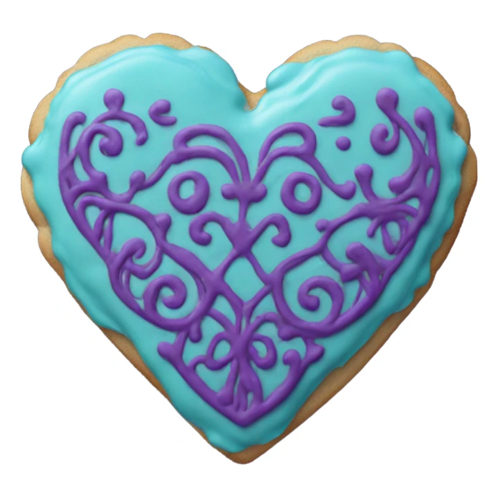 Purple teal heart cookie sticker