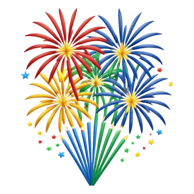 Several realistic Fireworks  sticker