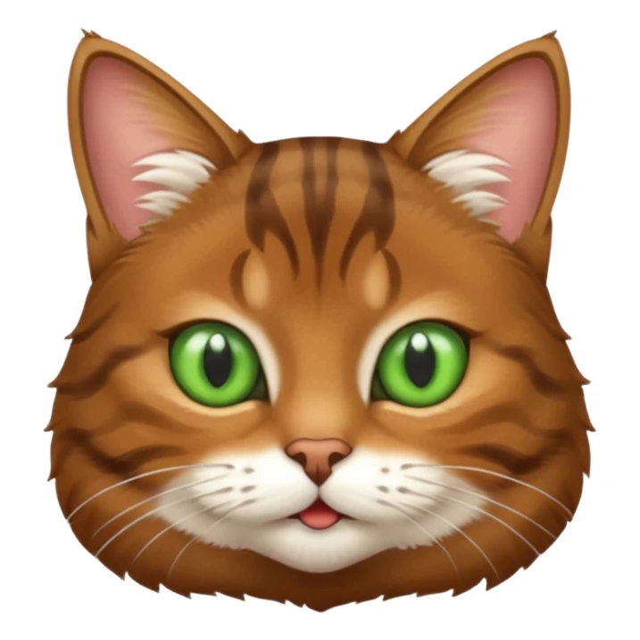 Brown cat tabby with white mouth sticker
