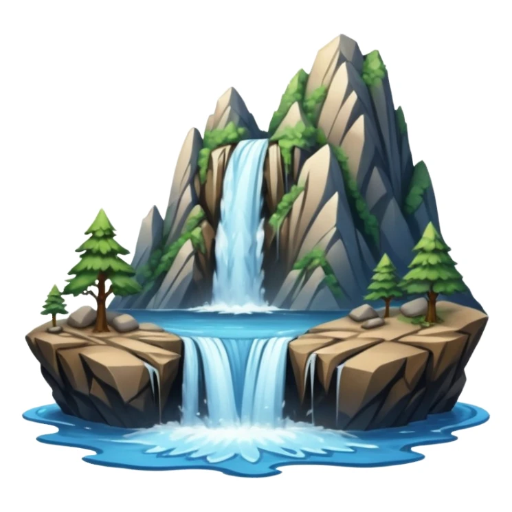 Mountain with flowing waterfall sticker