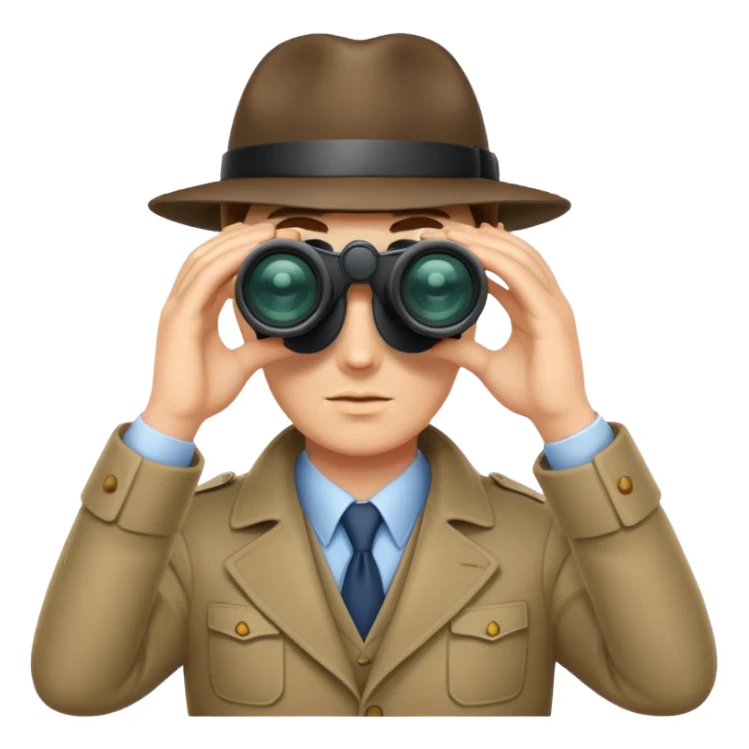 Detective peeking through binoculars sticker