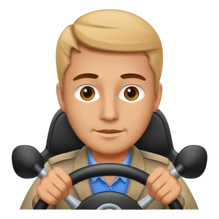 driver with simple face at steering wheel sticker