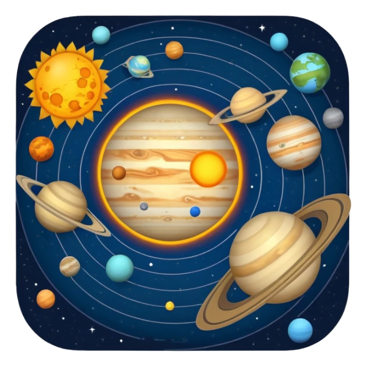 solar system with realistic planets orbiting the sun sticker