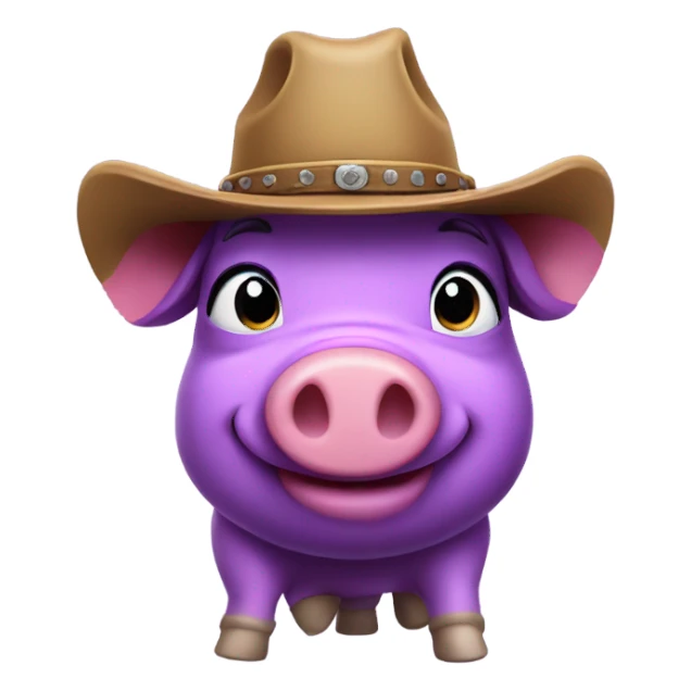 Purple pig wearing cowboy hat sticker