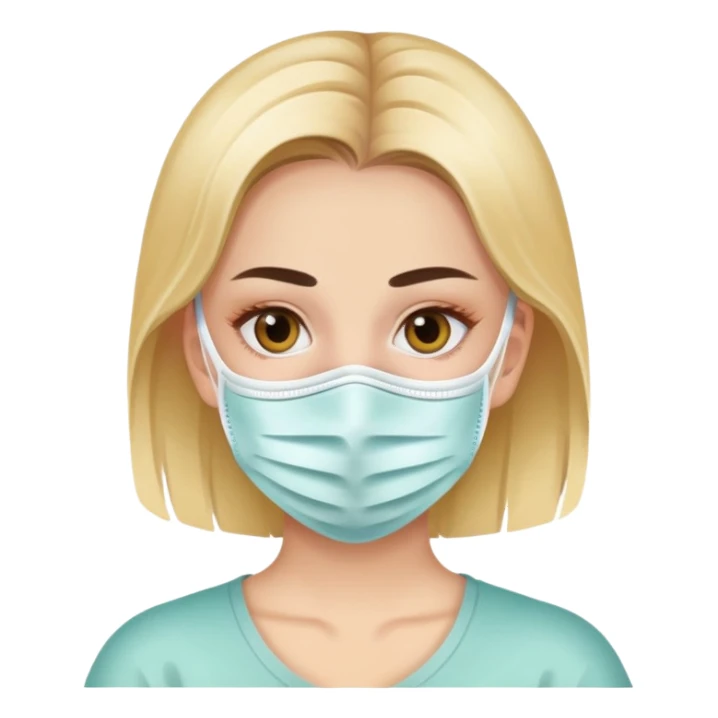 A girl with face mask sticker