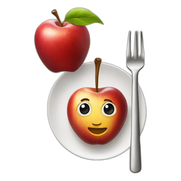 An apple on a fork sticker