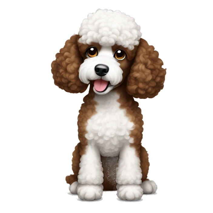Brown and white poodle sticker