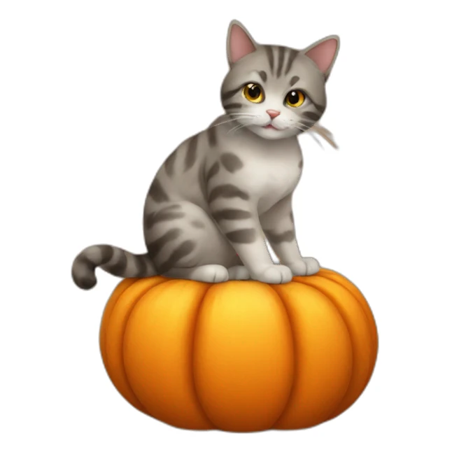 Cat sitting on pumpkin sticker