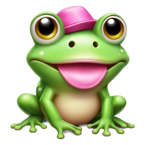 cute frog with pink hat sticker