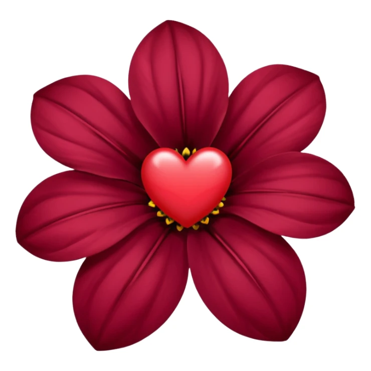 Maroon flower with heart sticker