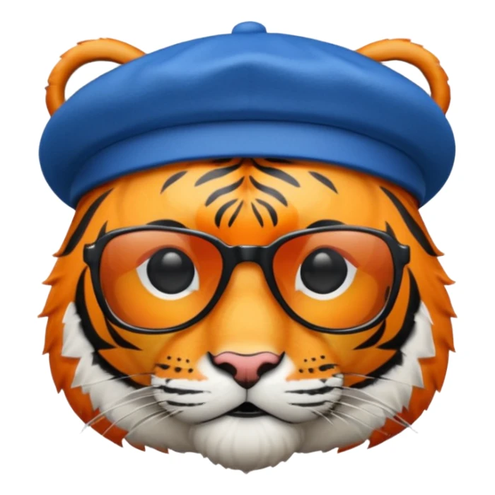 tiger in sunglasses with blue berets sticker