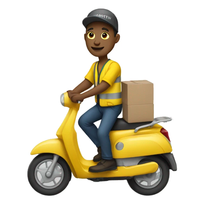 delivery driver with yellow clothes，white skin sticker