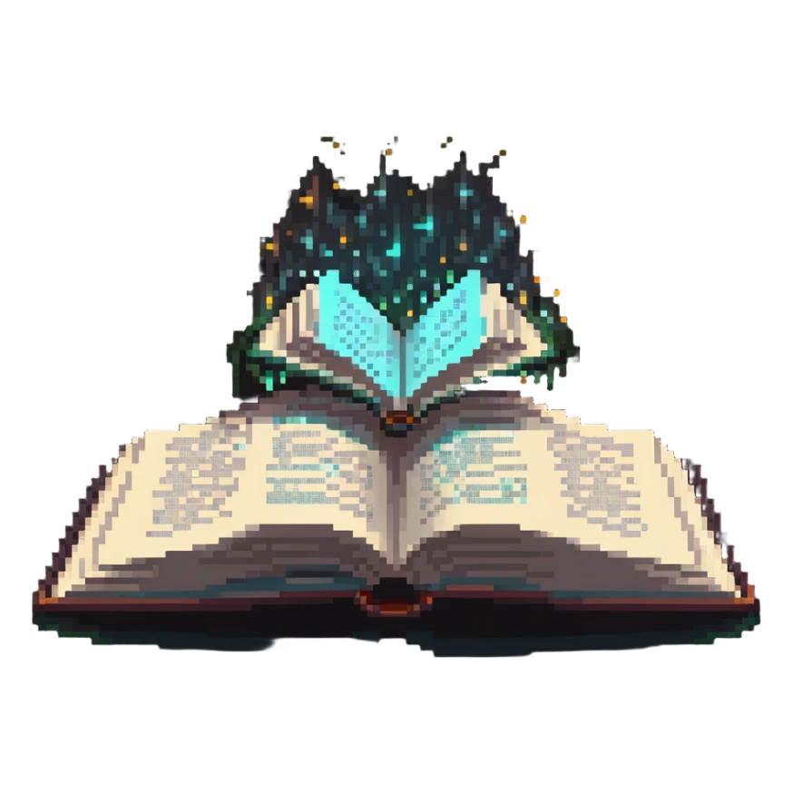 open book with magical glowing pages sticker
