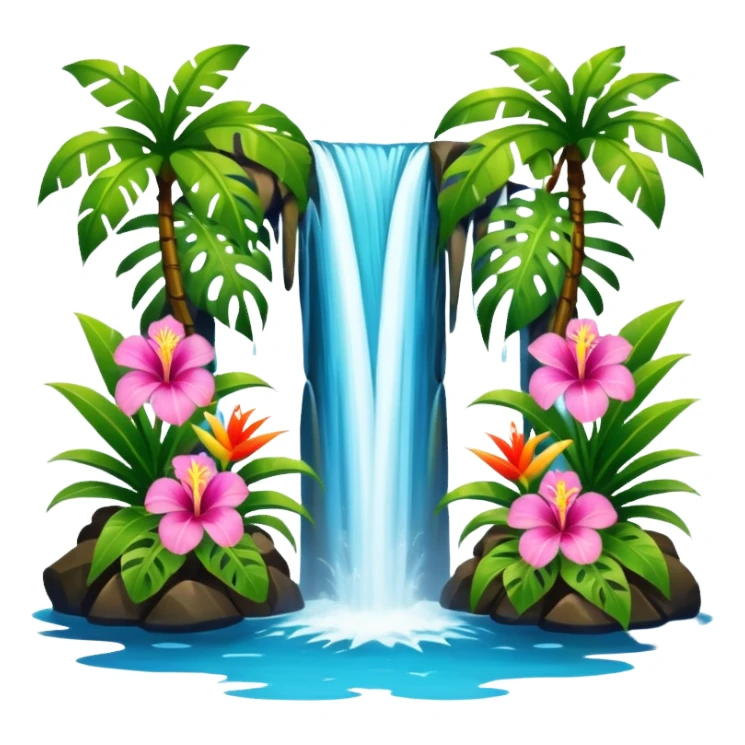 Hawaiian waterfall with flowers sticker