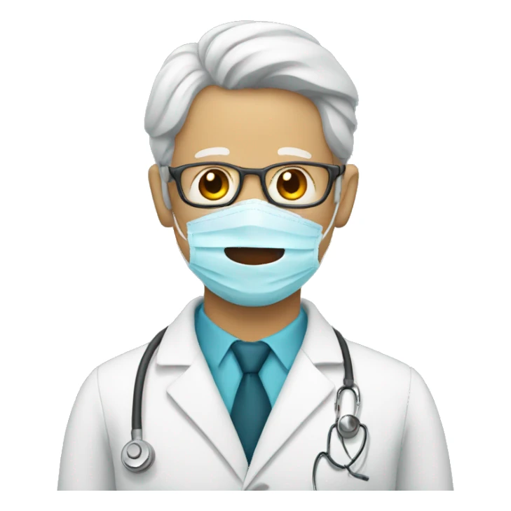 man with doctor's mask sticker