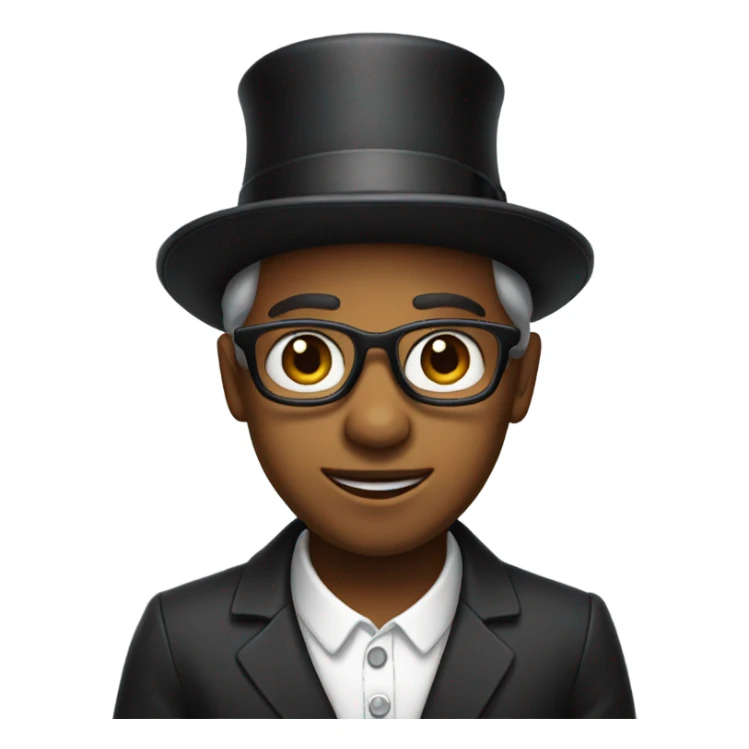 Issy wearing a bowler hat sticker