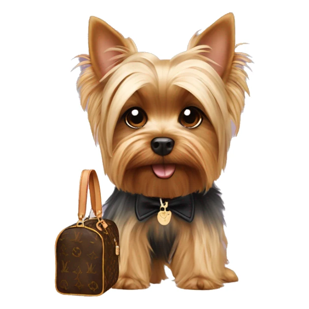 Yorkshire Terrier whit a Louis vuitton sticker
