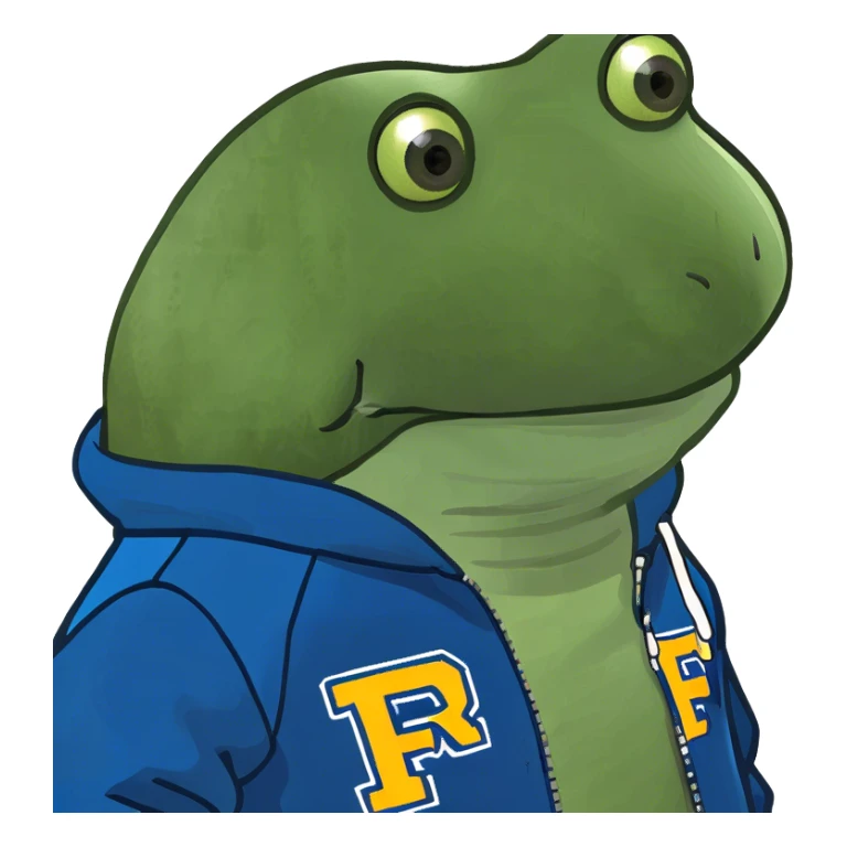 wearing a blue varsity jacket sticker