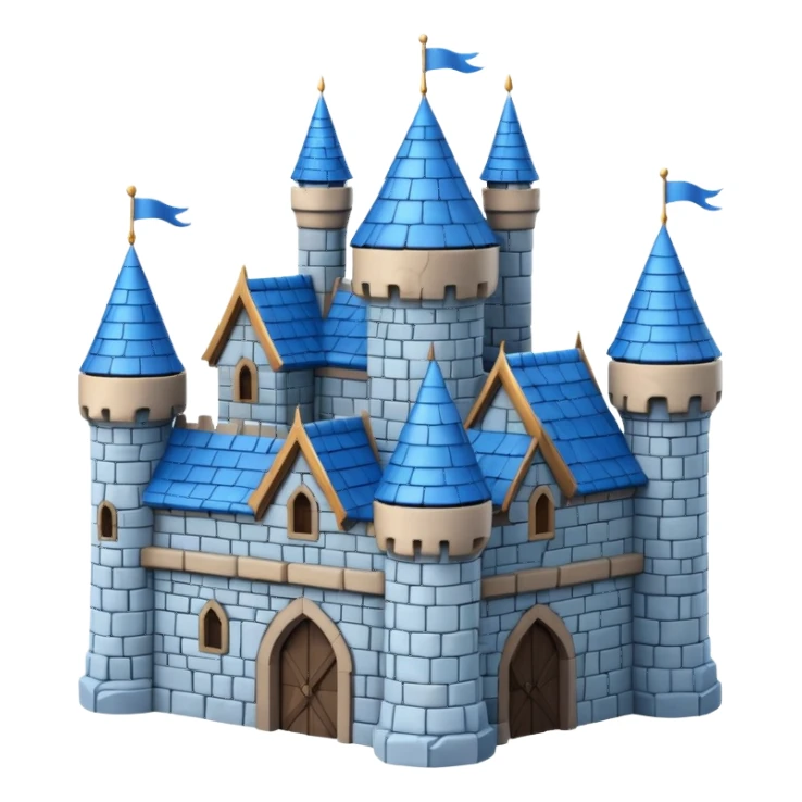  Castle with blue roof 3d with texture sticker