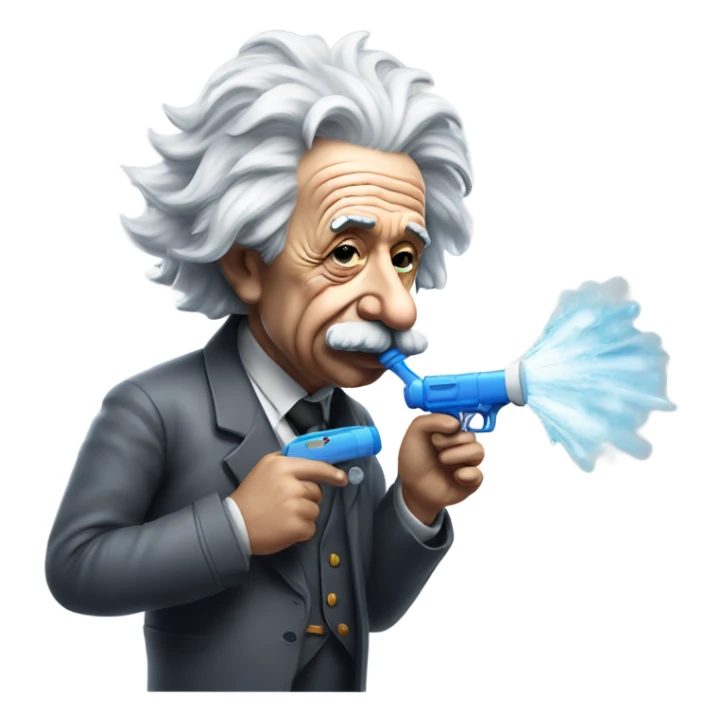 Albert Einstein smoking a water gun sticker