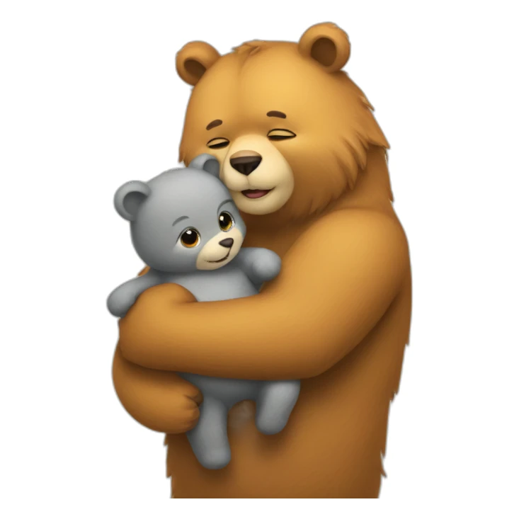 big cat hugs a little bear sticker