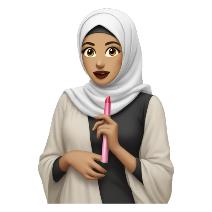 Hijabi holding a lipstick  sticker