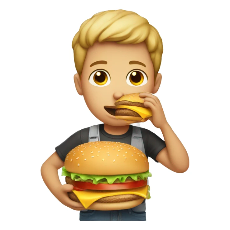 Boy eat burger sticker