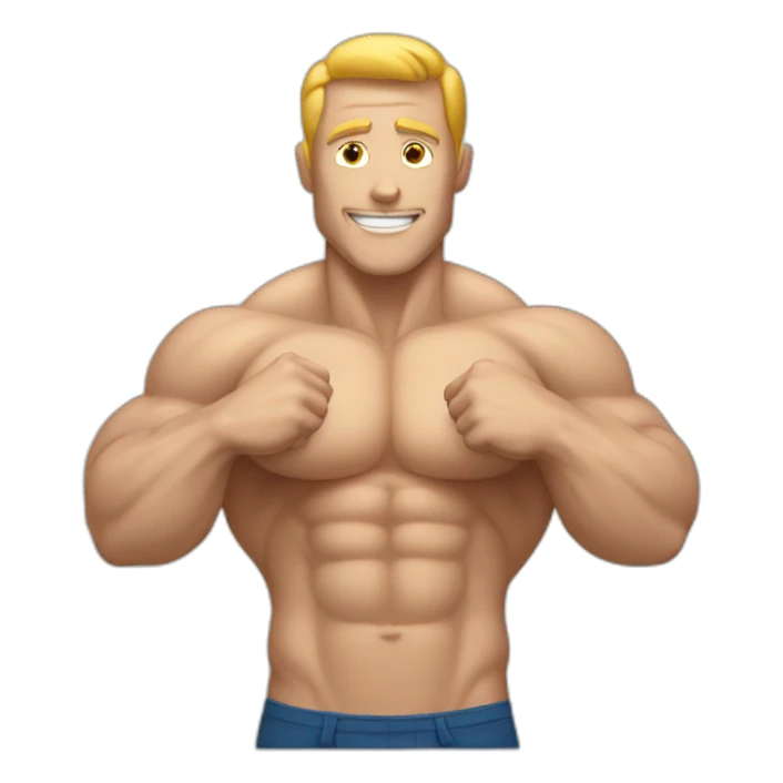 white man body building muscles sticker