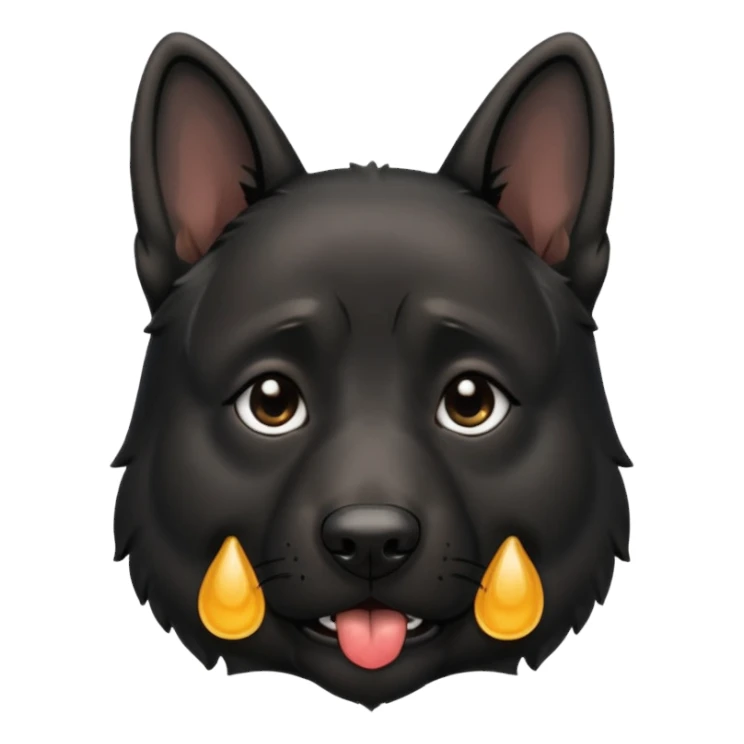 all black german shepherd face crying large tears looking sad sticker