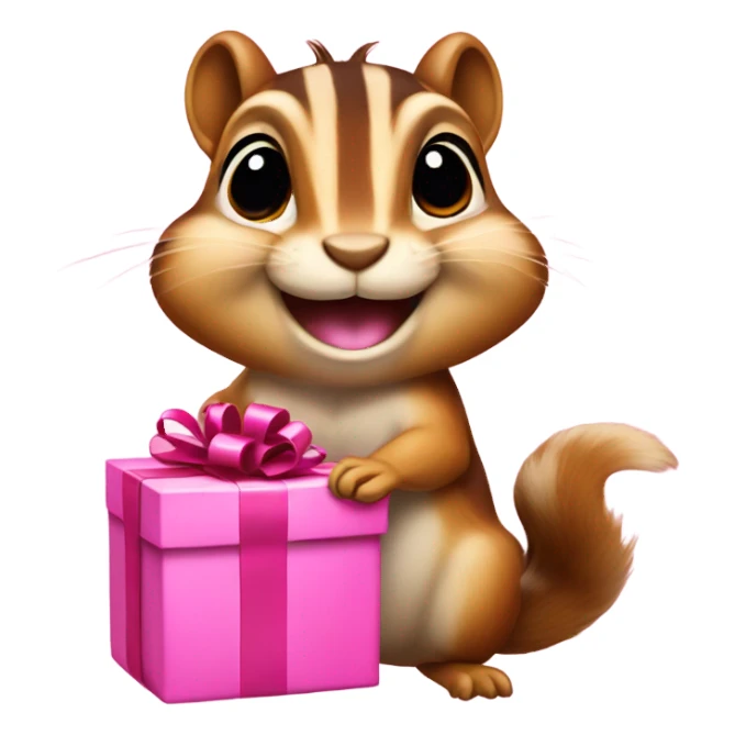 Chipmunk with pink gift sticker