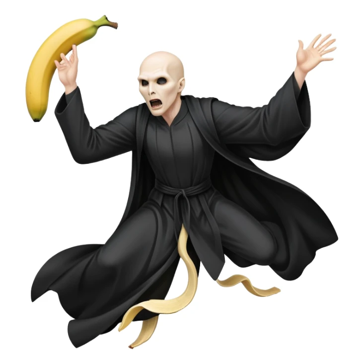 Voldemort slipping on a banana peel and falling dramatic  sticker