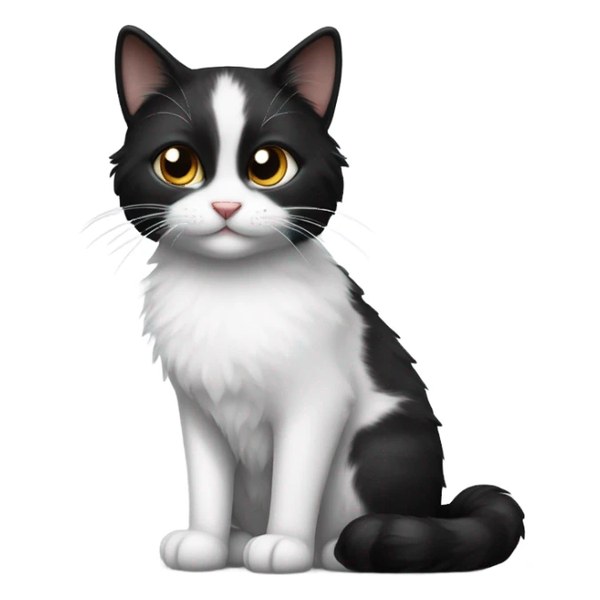 Black and white cute cat sticker