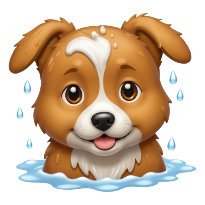 a dog taking a bath sticker