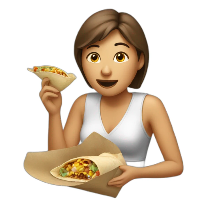 woman eating burrito sticker