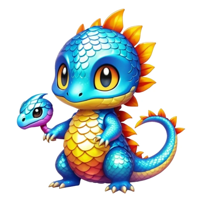 Randomly-colored sparkly colorful chibi Fakémon-creature sticker
