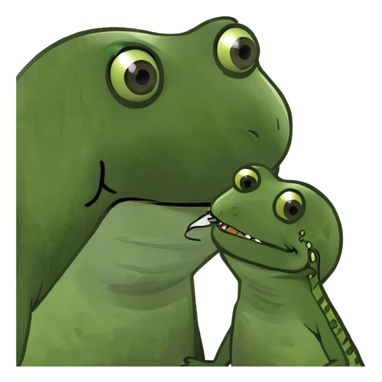 Frog kissing a lizard sticker