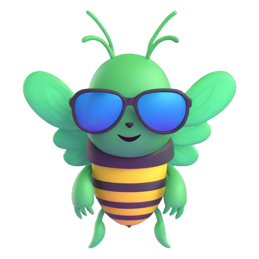 green bee wearing sunglasses sticker