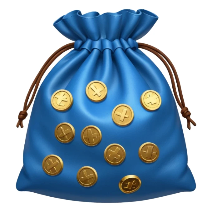 blue coins outside a money bag  sticker