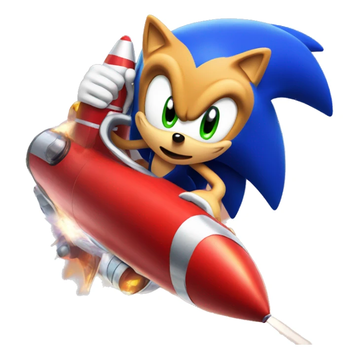 Sonic the hedgehog on a red rocket sticker