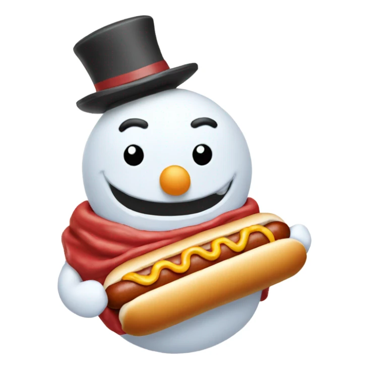 Snowman eating a hotdog sticker