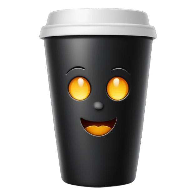 takeaway coffee cup black with black lit sticker